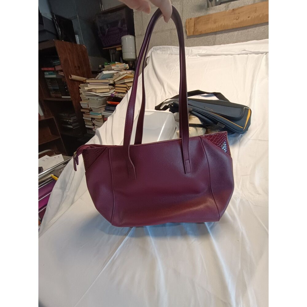 Stella & Max Burgundy Tote Bag Mixed media Faux Croc Nylon Handbag